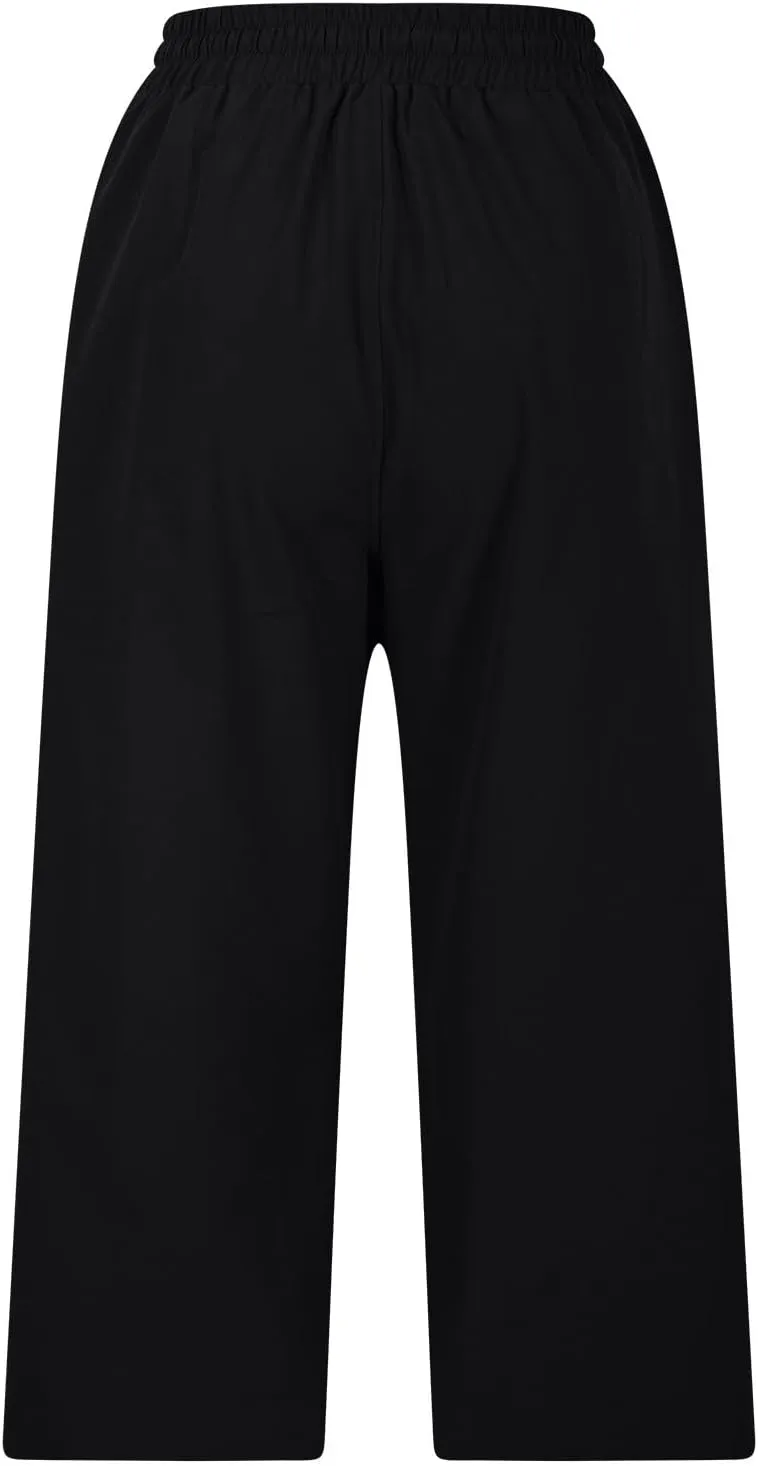 2025 Hot New Capri Pants for Women Mid-Thigh Length Loose Fit Straight Leg Slit Shorts Boho Vacation Outfits