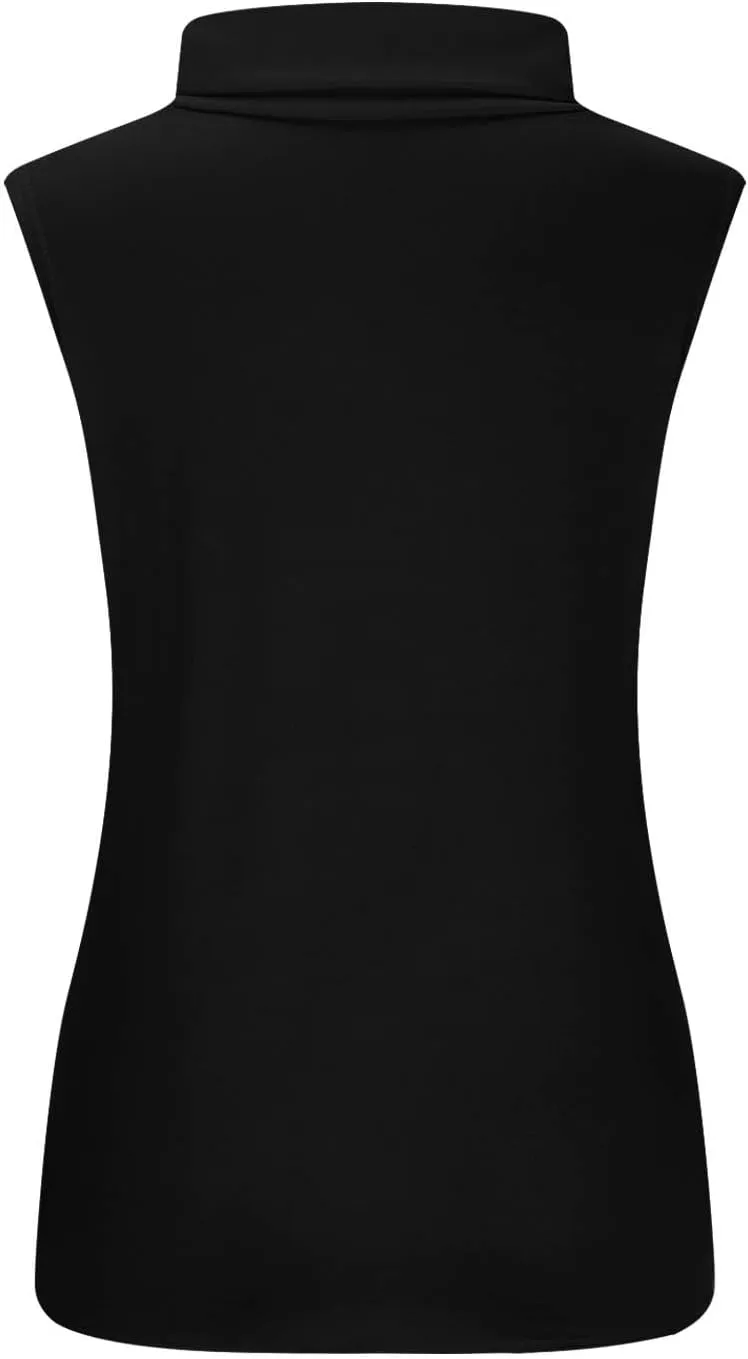 2025 Womens Sleeveless Turtleneck Tops Plus Size Mock High Neck Tank Tops Slim Fitted Undershirt Basic Layer Tees