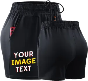 Add Your Number Logo Women's Workout Shorts 5 inch Lightweight with Pockets