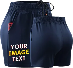 Add Your Number Logo Women's Workout Shorts 5 inch Lightweight with Pockets