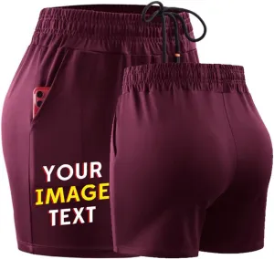 Add Your Number Logo Women's Workout Shorts 5 inch Lightweight with Pockets