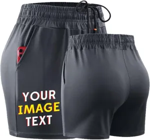 Add Your Number Logo Women's Workout Shorts 5 inch Lightweight with Pockets