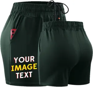 Add Your Number Logo Women's Workout Shorts 5 inch Lightweight with Pockets