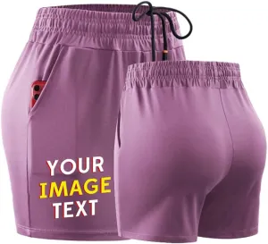 Add Your Number Logo Women's Workout Shorts 5 inch Lightweight with Pockets