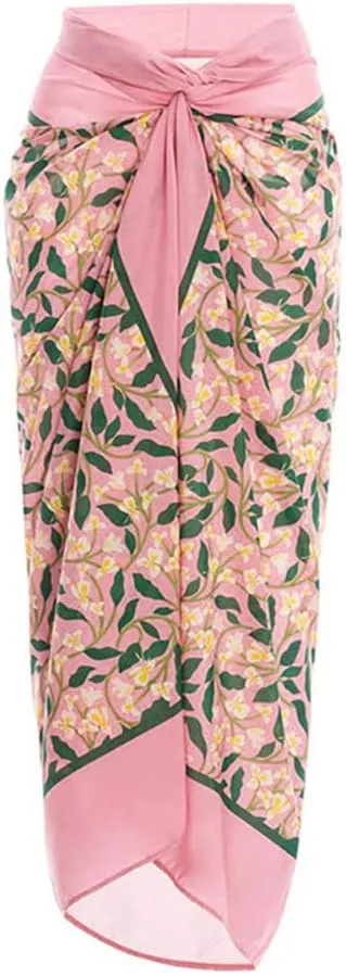 AFAVOM Women's One Piece Swimsuit with Cover up Beach Skirt Sarong Two Piece Floral Printed Monokini Swimsuit Bathing Suit