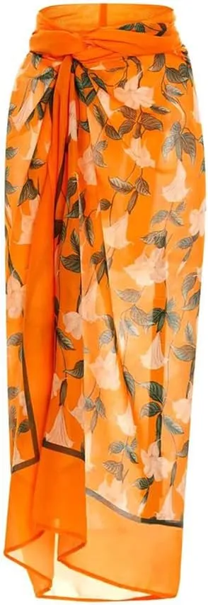 AFAVOM Women's One Piece Swimsuit with Cover up Beach Skirt Sarong Two Piece Floral Printed Monokini Swimsuit Bathing Suit