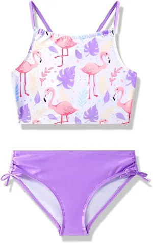Angel season Girls Swimsuit Bikini Set Two Piece Tankini Bathing Suit Teens High Waisted Beach Swimwear Cute Size 7-14