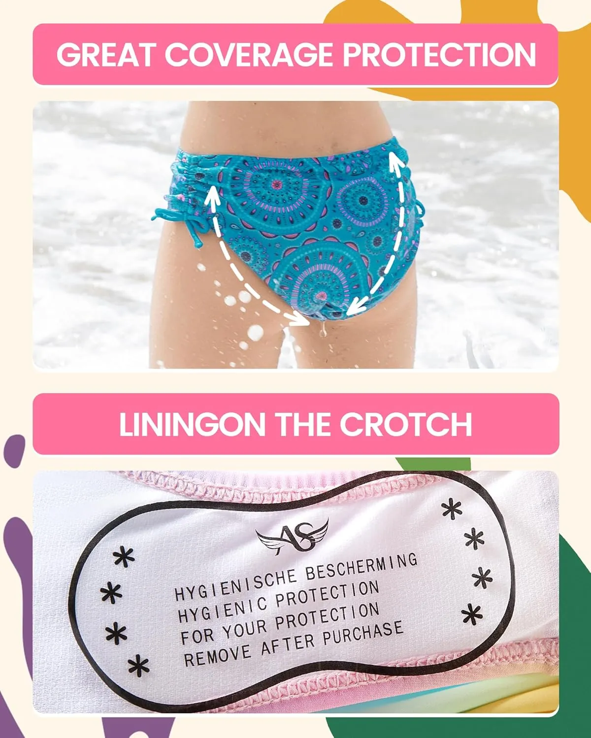 Angel season Girls Swimsuit Bikini Set Two Piece Tankini Bathing Suit Teens High Waisted Beach Swimwear Cute Size 7-14