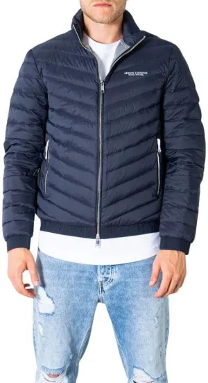 Armani Exchange Men's Quilted Down Milano/New York Logo Zip-up Jacket