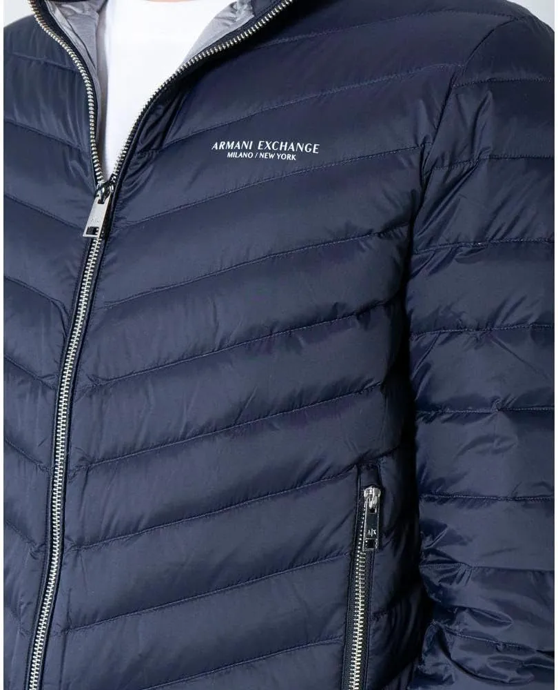 Armani Exchange Men's Quilted Down Milano/New York Logo Zip-up Jacket
