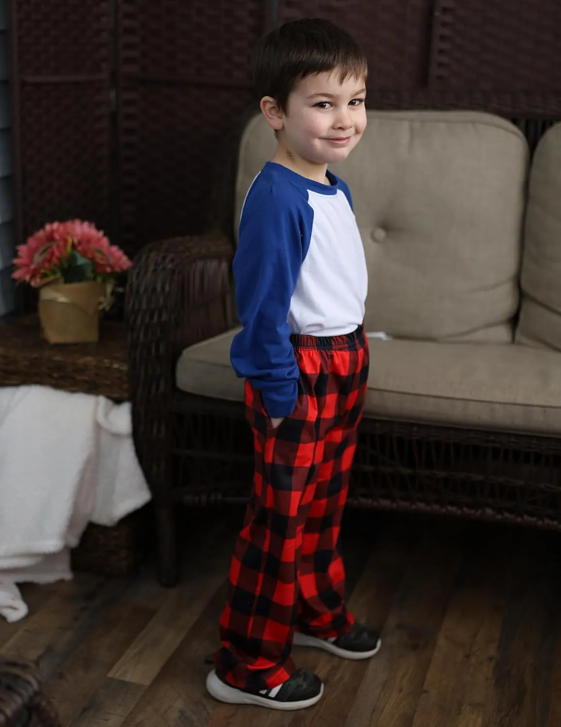 Arshiner Boys Pajama Pants Long Sleep Plaid Pants Soft Lounge Pj Bottoms with Pockets