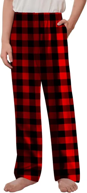 Arshiner Boys Pajama Pants Long Sleep Plaid Pants Soft Lounge Pj Bottoms with Pockets