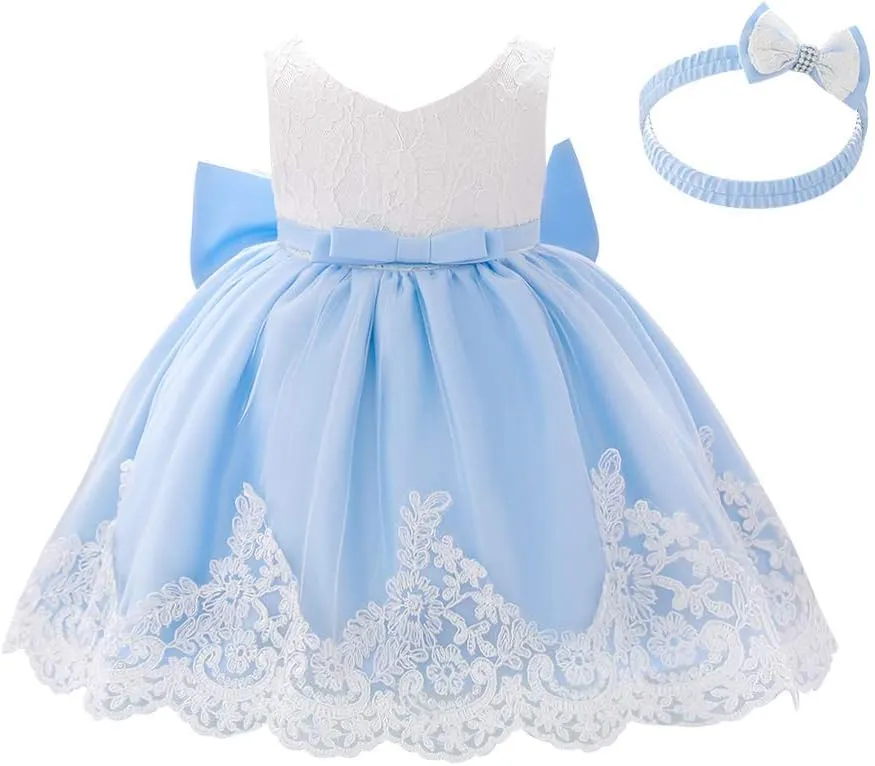 Baby Girl Lace Tutu Dress Infant Toddler Wedding Flower Girl Dress First Birthday Formal Pageant Christening Dresses