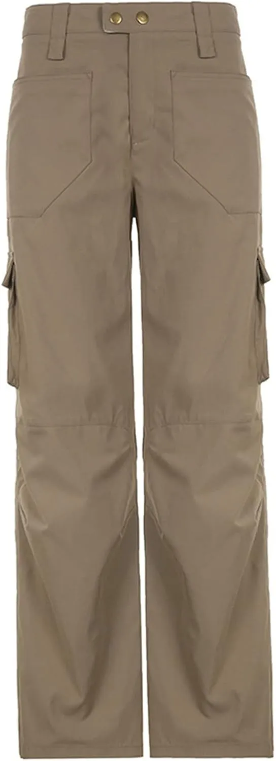 Baggy Cargo for Women Low Waist Cargo Pants Sweatpants Drawstring Loose Pocket Jogger Trousers Hippie Punk Streetwear