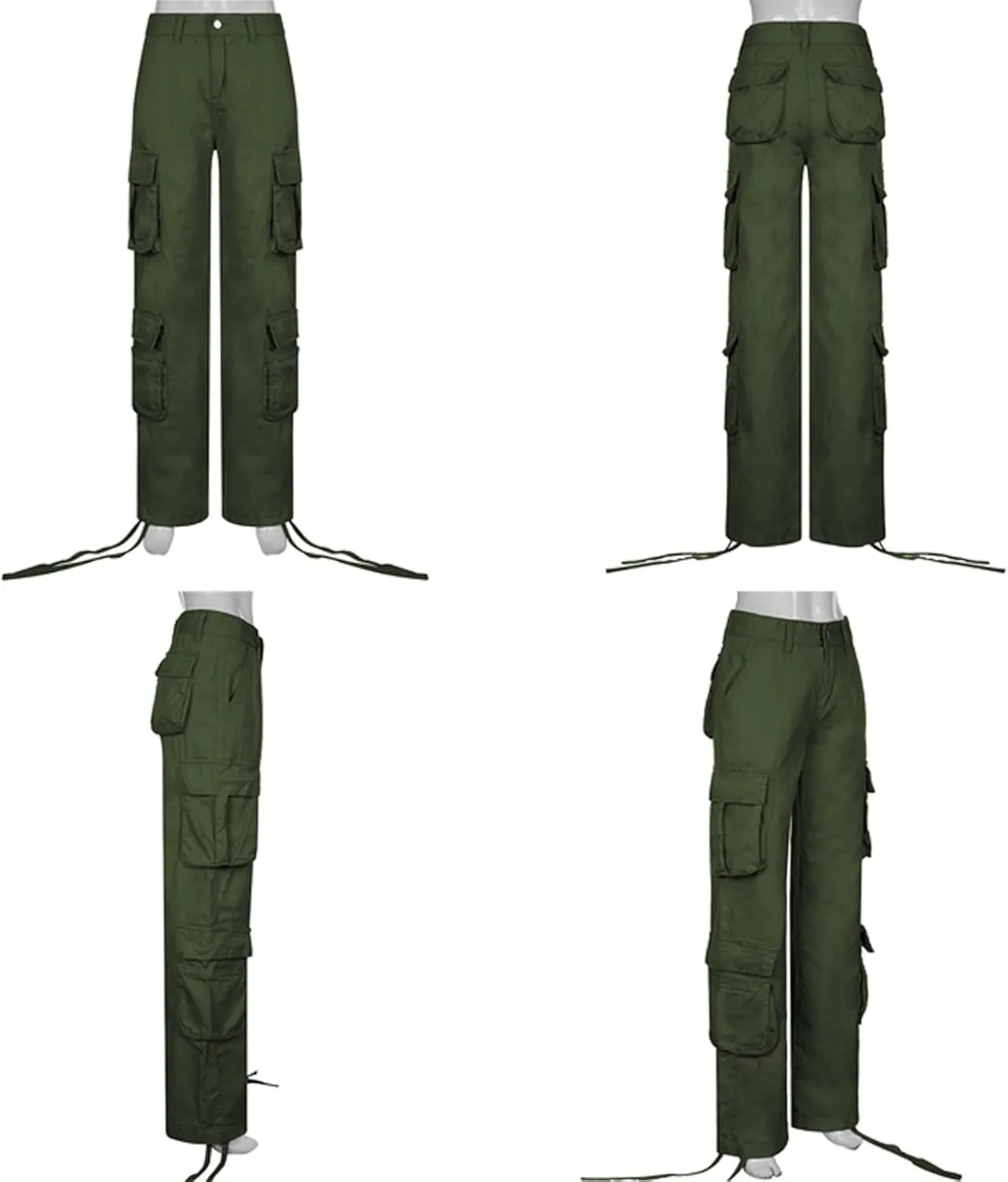 Baggy Cargo for Women Low Waist Cargo Pants Sweatpants Drawstring Loose Pocket Jogger Trousers Hippie Punk Streetwear