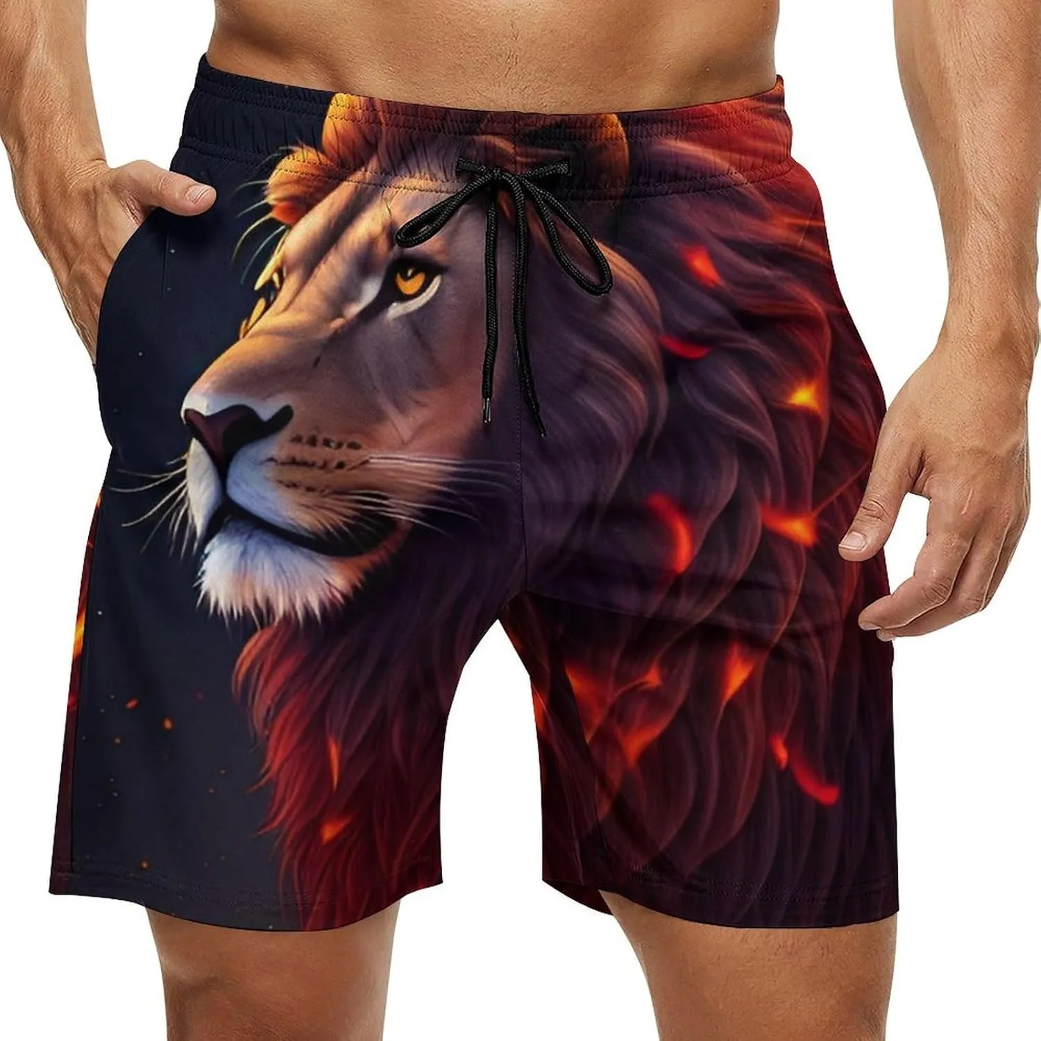 Boys Big & Tall Cargo Short Board Shorts Basic Beachwear with Pockets