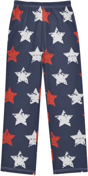 Boys' Pants Star American Flag Memorial Day Long Bottoms Independence Day 4th of July Jogger Pants Elastic Waist Trousers S