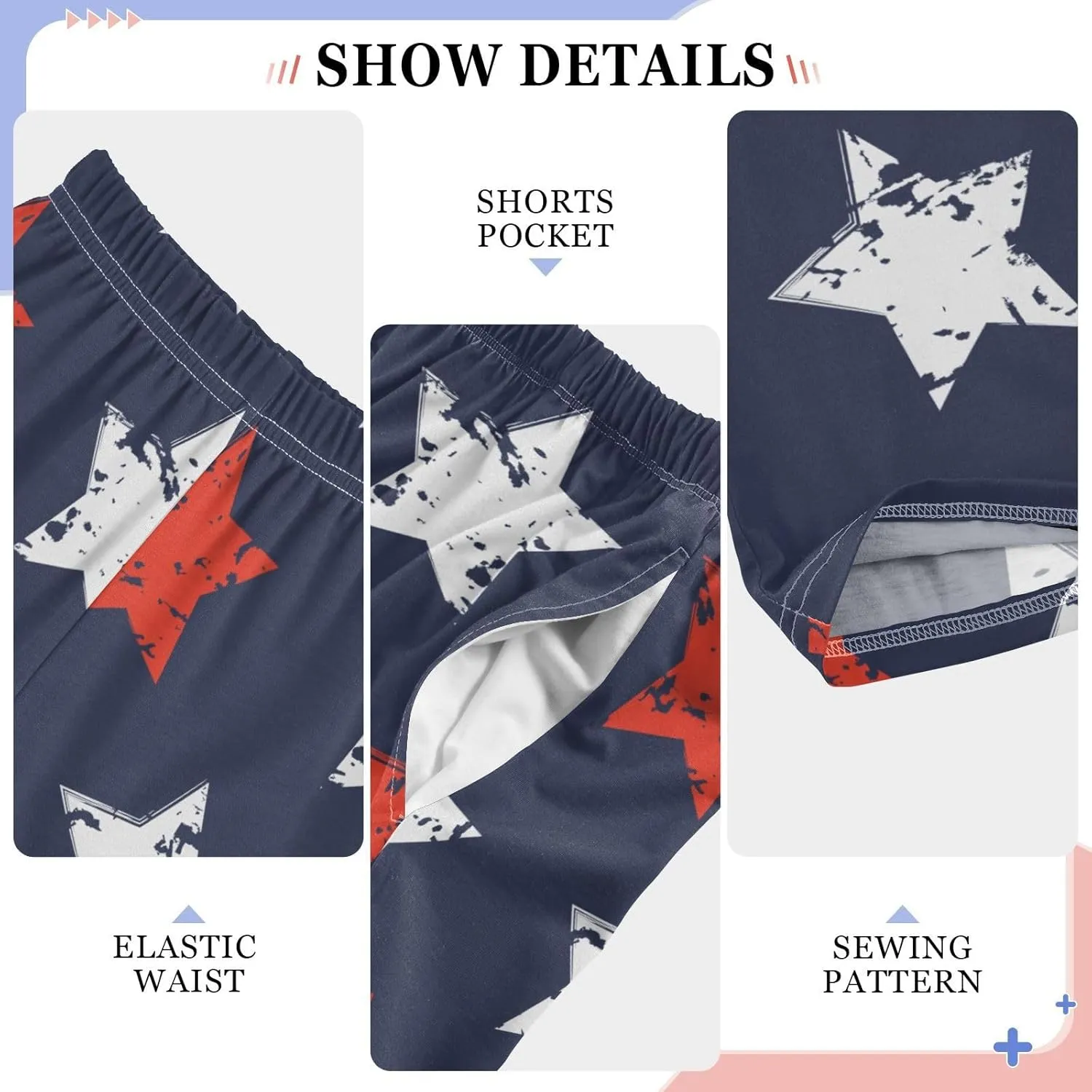 Boys' Pants Star American Flag Memorial Day Long Bottoms Independence Day 4th of July Jogger Pants Elastic Waist Trousers S