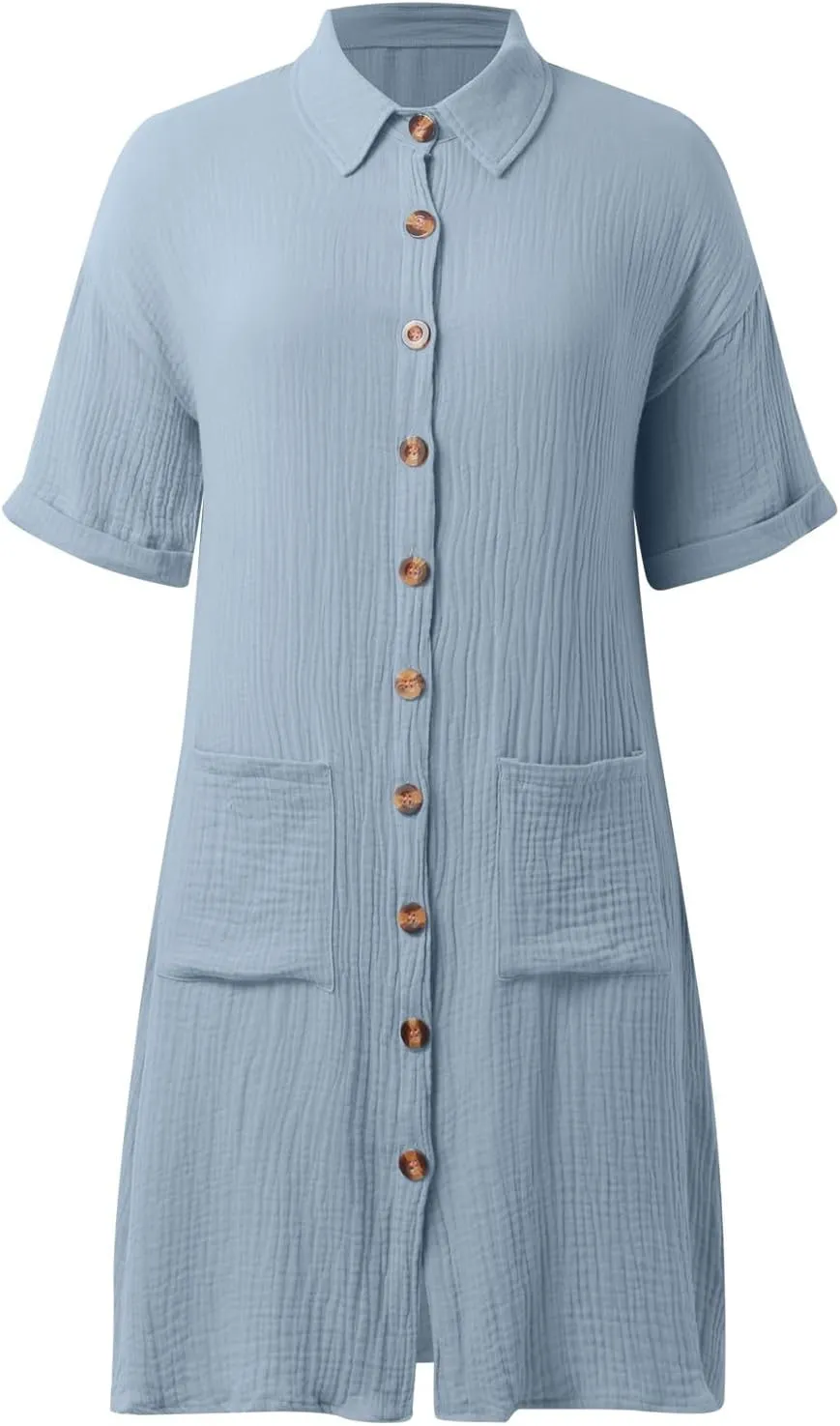 Button Down Shirt Dresses for Women 2025 Casual V-Neck Short Sleeve Dress with Pockets Cover Up Loose Tunic Dresses