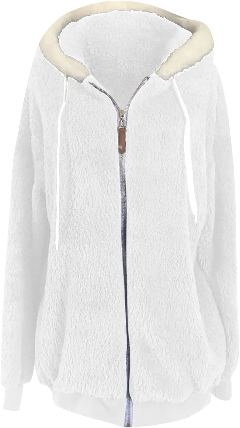 Ceboyel Womens Fleece Coats Winter 2023 Fur Faux Shaggy Jackets Warm Fuzzy Teddy Coats Oversized Trendy Outewear Outfits