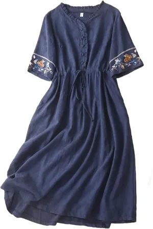 Cotton Linen Dress Women Boho Maxi Dress Summer Cute Summer Dresses A Line T Shirt Flowy Sundress Beach Vacation