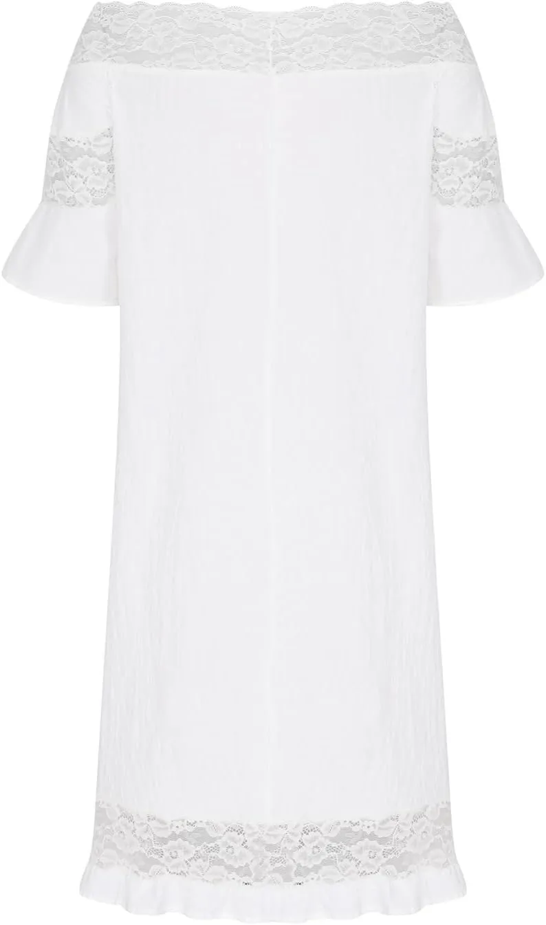 Cotton Linen Dresses for Women Summer 3/4 Sleeve Midi Dresses V Neck Tshirt Dress Knee Length Shift Dresses