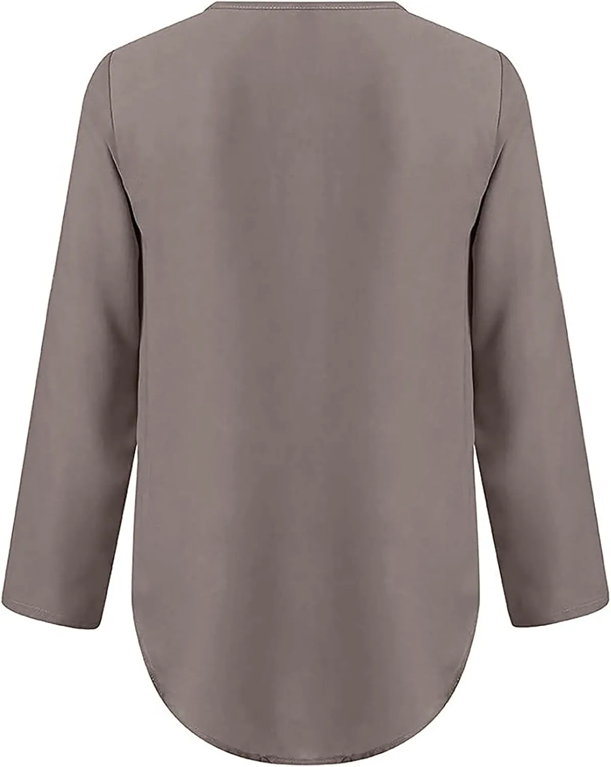 DASAYO Women's V Neck Zip Chiffon Tops Blouses Rolled Long Sleeve Loose Fit Shirts Top Comfy Fashion Casual Blouse Shirt