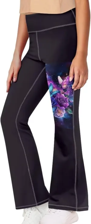 DISNIMO Girls' Flare Leggings High Waisted Bootcut Yoga Pants Kids Bell Bottoms Leggings Full Length