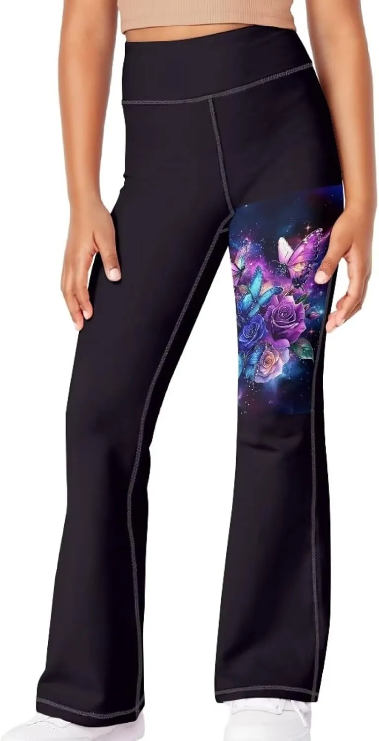 DISNIMO Girls' Flare Leggings High Waisted Bootcut Yoga Pants Kids Bell Bottoms Leggings Full Length
