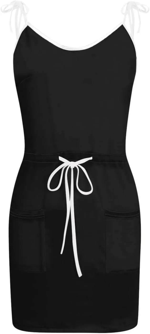 Dresses for Women 2024 Pockets Drawstring Tank Dresses Printed V Neck Mini Dresses Sleeveless Casual Beach Dress