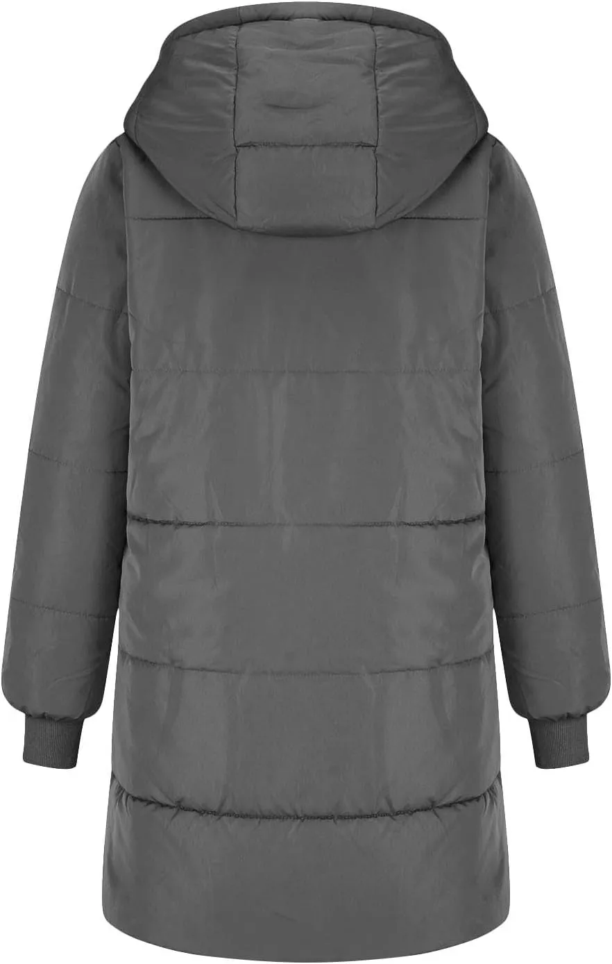 Fall Jacket Women, Warm Down Coats Zipper Fleece Lined Puffer Outerwear Long Sleeve Slim Outerwear with Pocket
