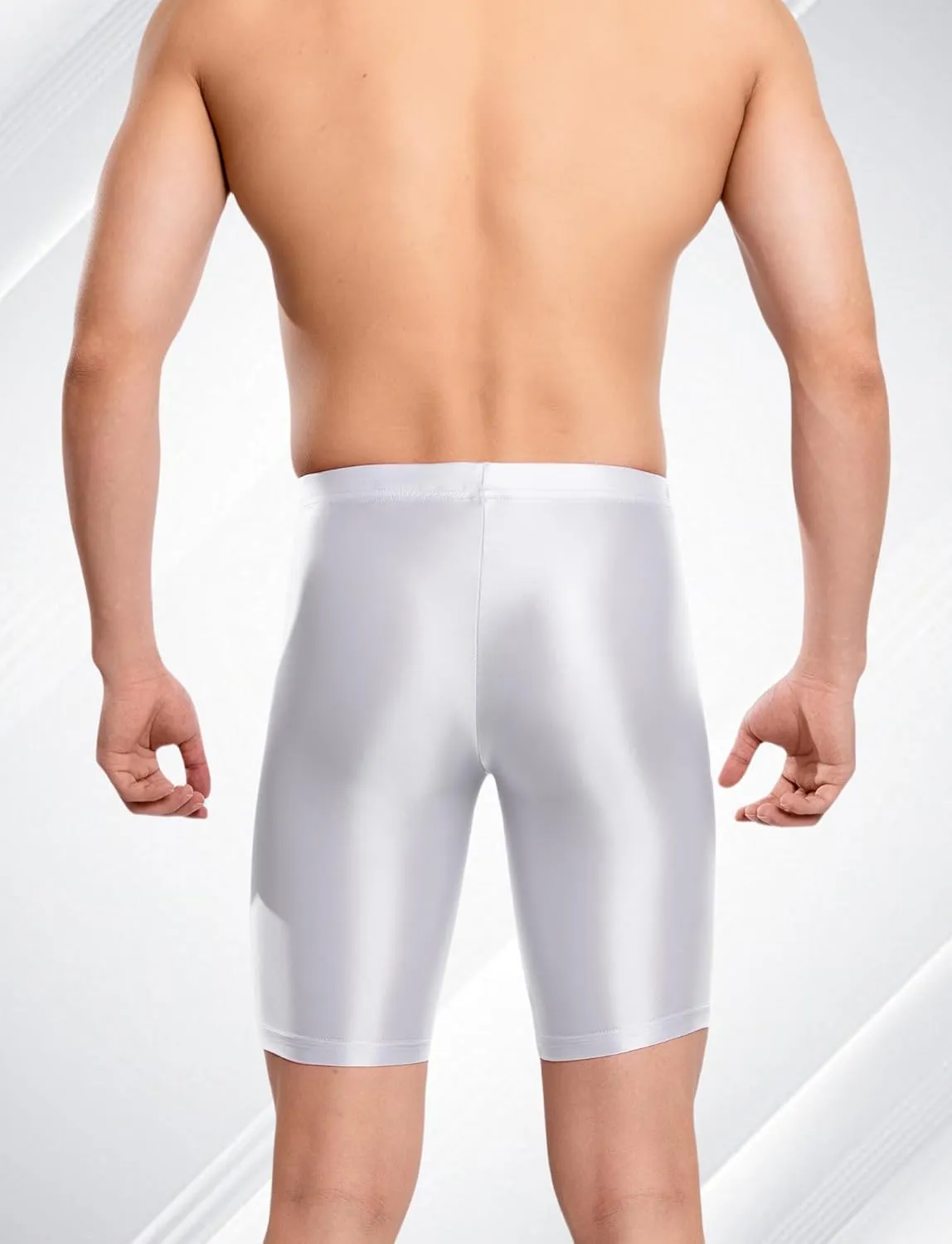 FEOYA Men's Shiny Glossy Oily Compression Shorts Tights See Through Sheer Sports Trunks Bottoms for Bodybuilding