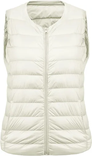 Firzero White Vest Women Plus Size Light Down Jacket Winter Packable Puffer Vest Lightweight Warm Puffy Vest 2024