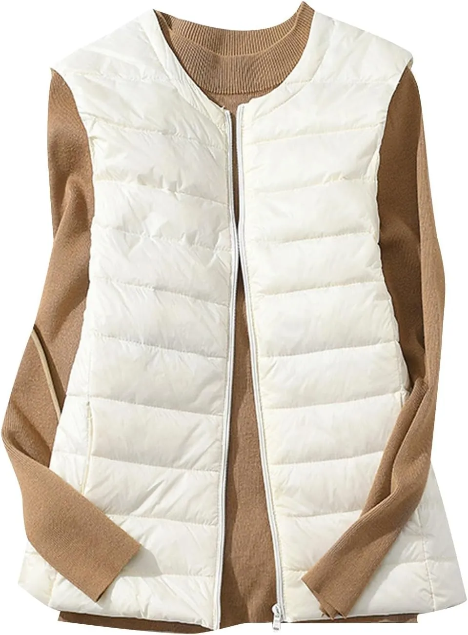 Firzero White Vest Women Plus Size Light Down Jacket Winter Packable Puffer Vest Lightweight Warm Puffy Vest 2024
