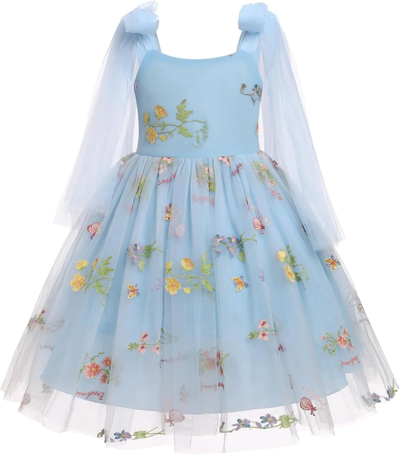 Flower Girl Floal Lace Tulle Dress Princess Backless Wedding Junior Bridesmaid Pageant Communion Dance Maxi Gown