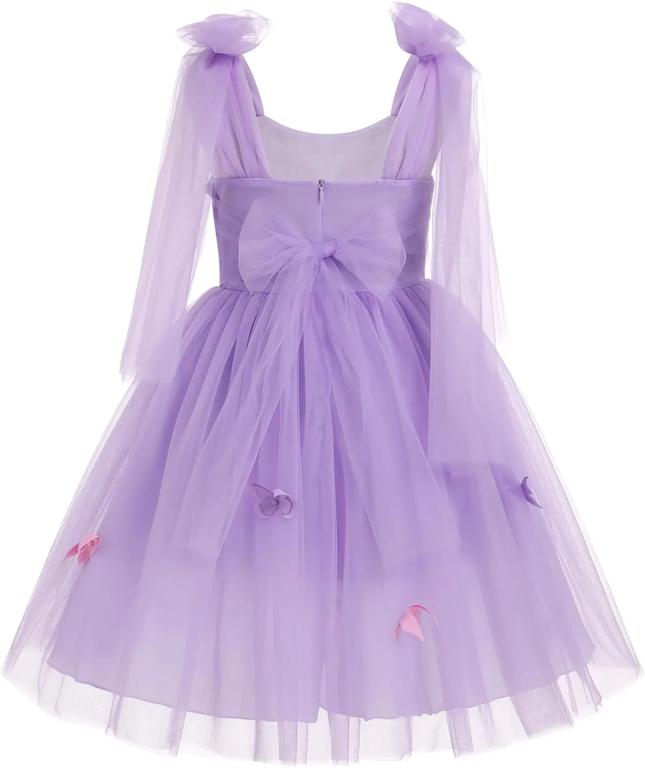 Flower Girl Floal Lace Tulle Dress Princess Backless Wedding Junior Bridesmaid Pageant Communion Dance Maxi Gown