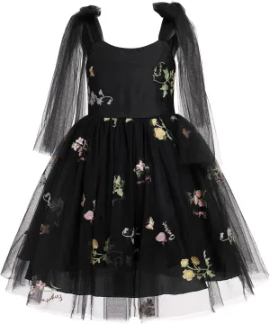 Flower Girl Floal Lace Tulle Dress Princess Backless Wedding Junior Bridesmaid Pageant Communion Dance Maxi Gown
