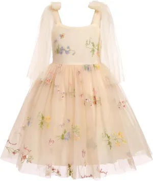 Flower Girl Floal Lace Tulle Dress Princess Backless Wedding Junior Bridesmaid Pageant Communion Dance Maxi Gown