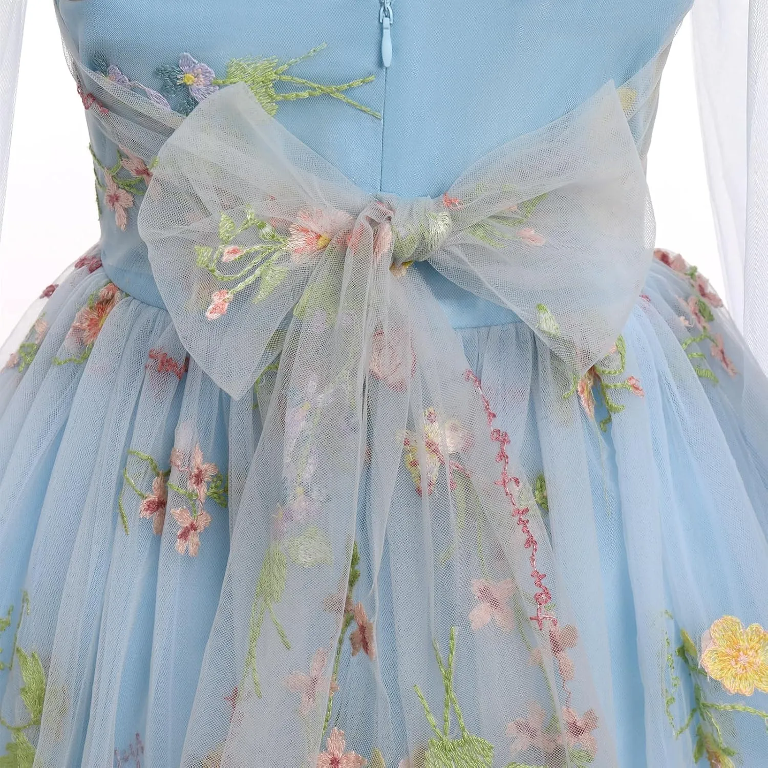 Flower Girl Floal Lace Tulle Dress Princess Backless Wedding Junior Bridesmaid Pageant Communion Dance Maxi Gown