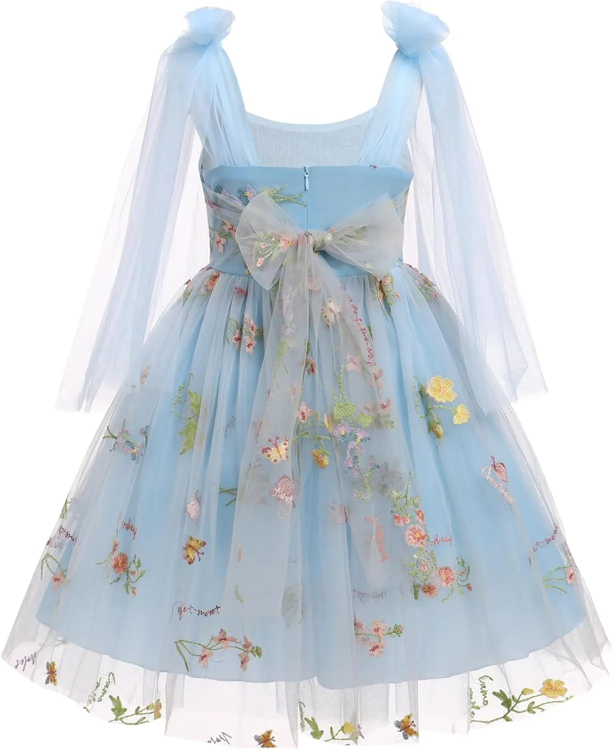Flower Girl Floal Lace Tulle Dress Princess Backless Wedding Junior Bridesmaid Pageant Communion Dance Maxi Gown