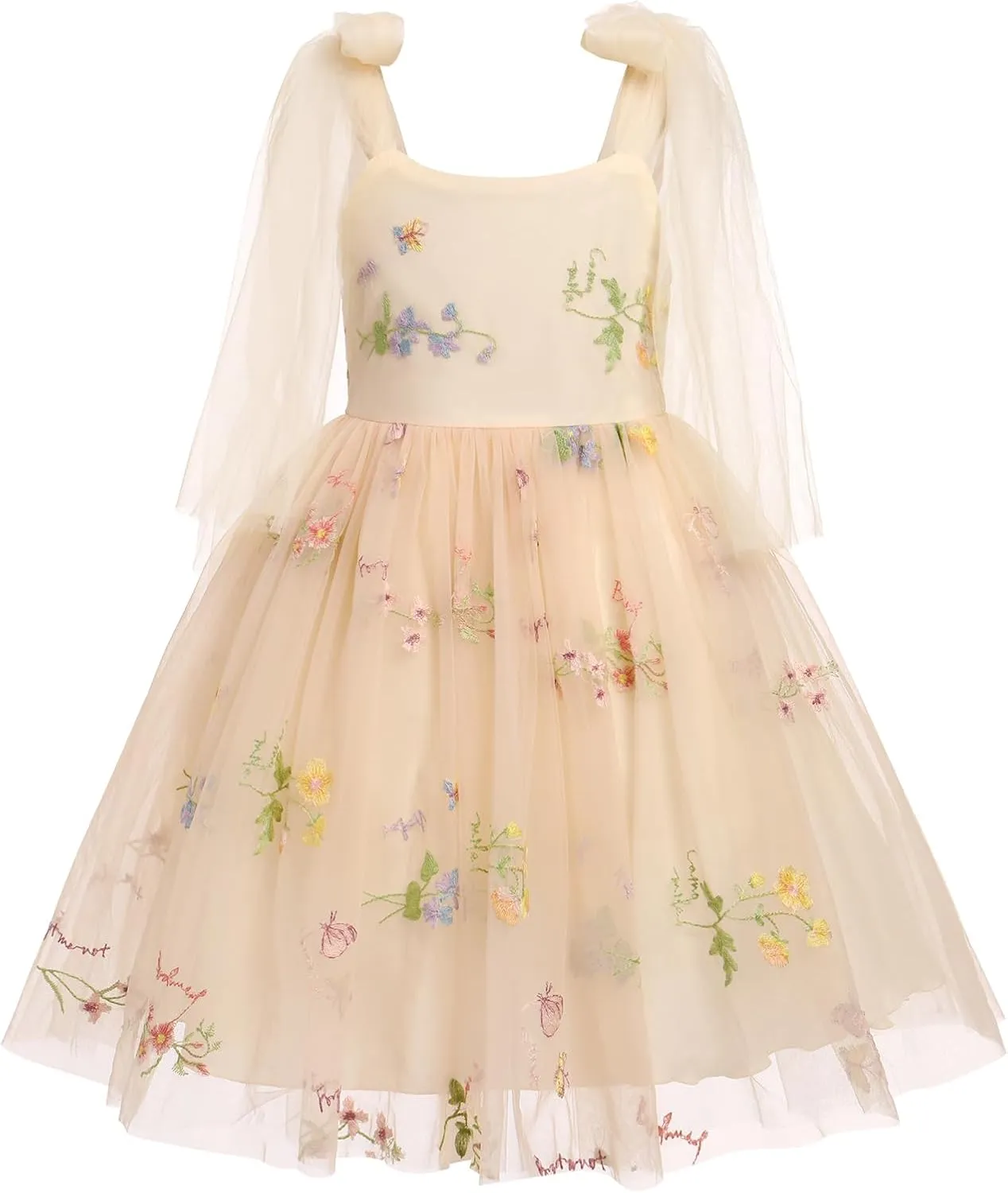 Flower Girl Floal Lace Tulle Dress Princess Backless Wedding Junior Bridesmaid Pageant Communion Dance Maxi Gown