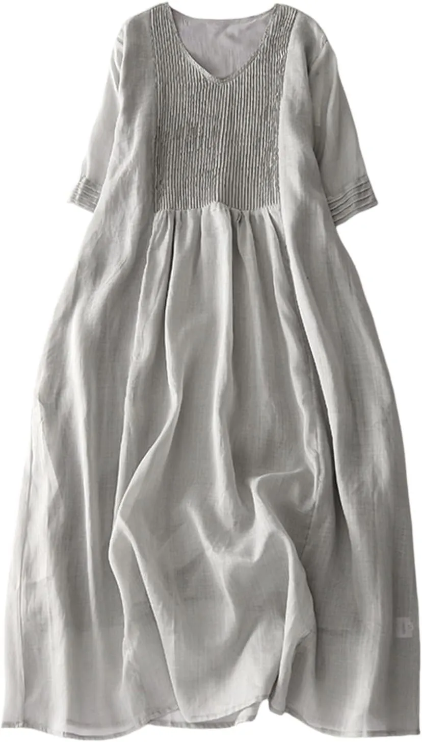 Flowy Dresses for Women,Short Sleeve Tshirt Dress Casual Crew Neck Beach Vacation Dress Summer Long Maxi Sundresses