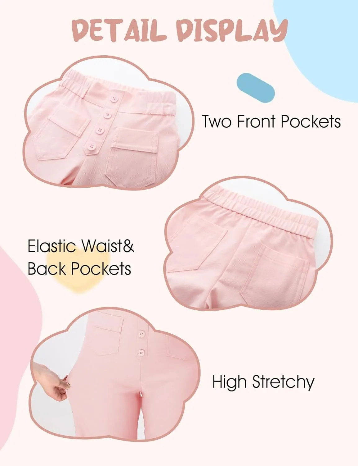 Flygo Girls Flare Yoga Pants Kids High Waisted Multiple Pockets Bell Bottoms Button Bootcut Stretchy Pants