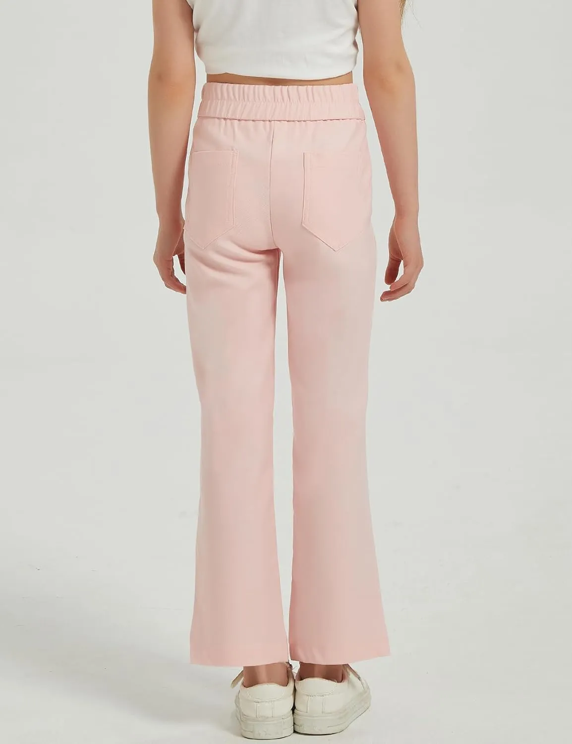 Flygo Girls Flare Yoga Pants Kids High Waisted Multiple Pockets Bell Bottoms Button Bootcut Stretchy Pants