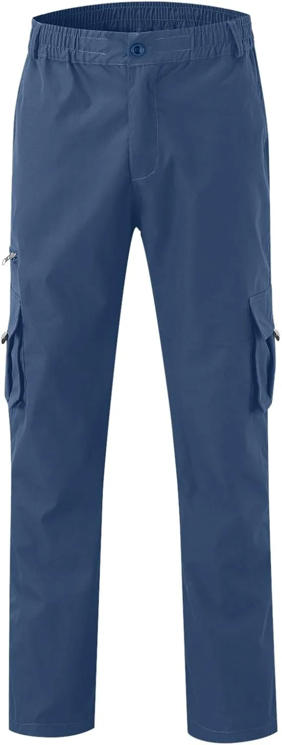 GIERIDUC Mens Stretch Waist Cargo Pants Mens Khaki Cargo Pants Relaxed Fit Mens Activewear Pants Tall Best Long Pants for Men