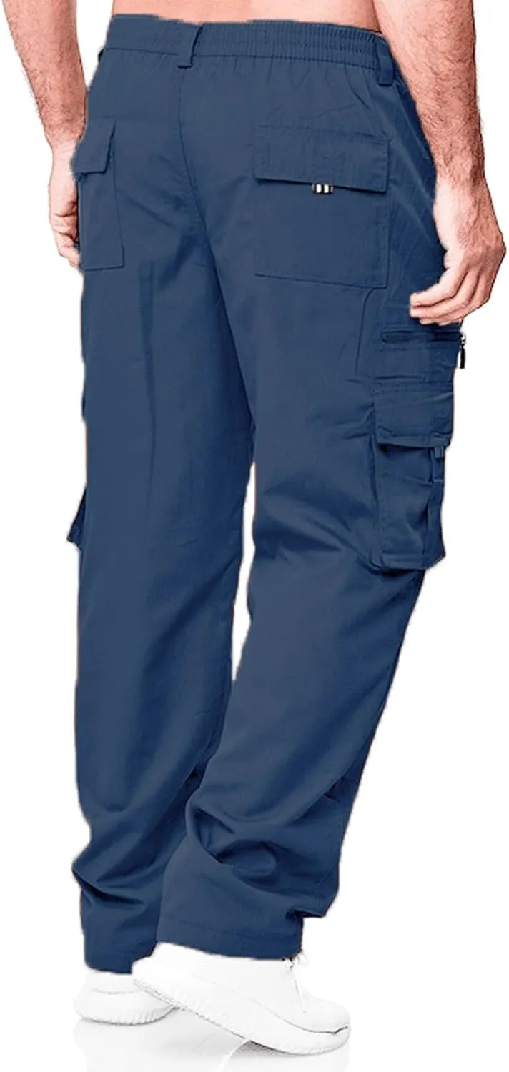 GIERIDUC Mens Stretch Waist Cargo Pants Mens Khaki Cargo Pants Relaxed Fit Mens Activewear Pants Tall Best Long Pants for Men