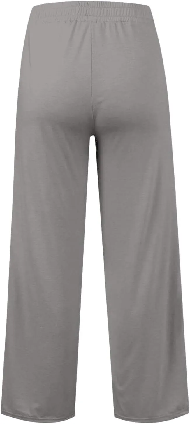 Girl Wide Leg Sweatpants Girls Elastic 𝗗rawstring Jogger Trouser Kids School Jogging Tracksuit Bottoms with Pocket