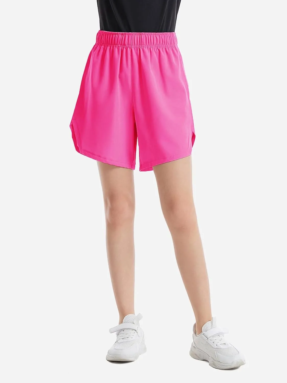 Girls Athletic Shorts with Pockets Running Shorts for Girl,Soccer Short for Kids Teens Basketball Workout