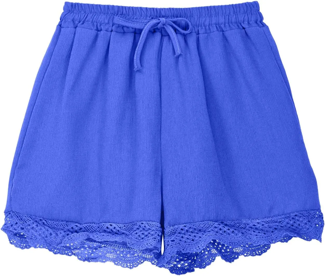 Girls Cotton Linen Shorts Cute Lace Trim Comfy Summer Elastic High Waist Yoga Dance Shorts for Kids 4-14 Years