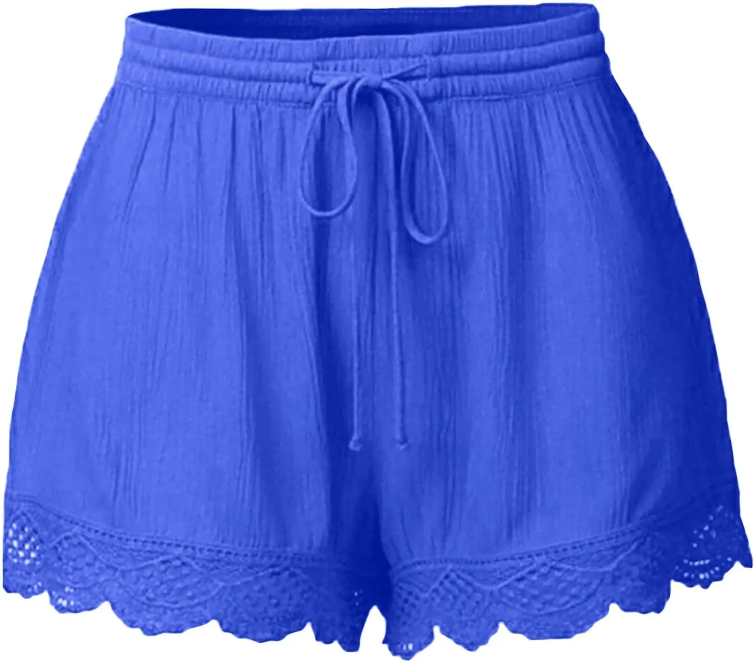 Girls Cotton Linen Shorts Cute Lace Trim Comfy Summer Elastic High Waist Yoga Dance Shorts for Kids 4-14 Years